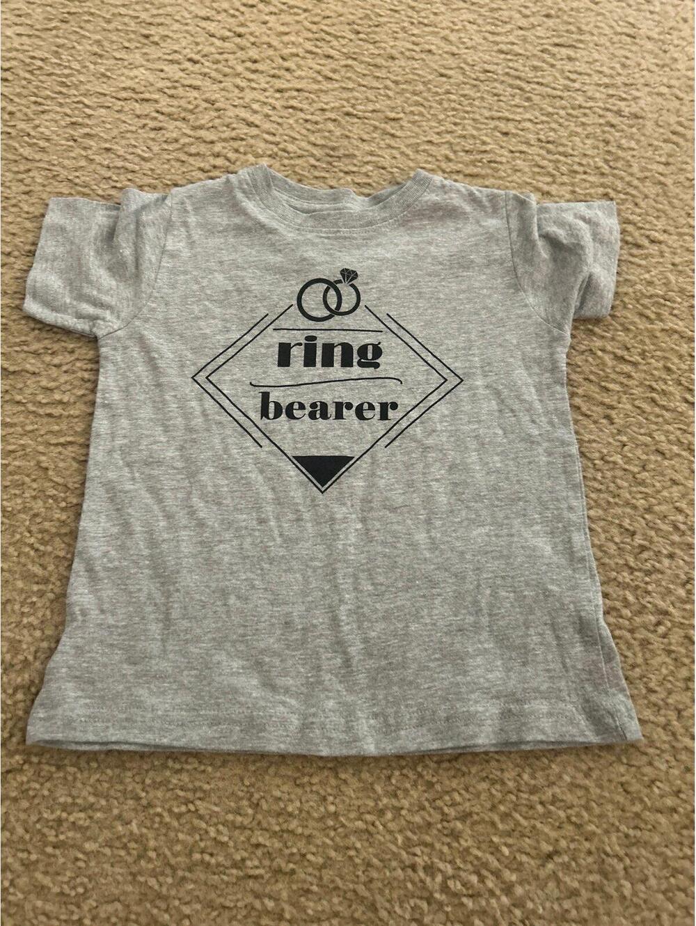 C313 size 3 ring bearer top shirt gray cute